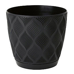 Горшок для цветов Flow-13 1,14 л черный с подставкой Form-Plastic
