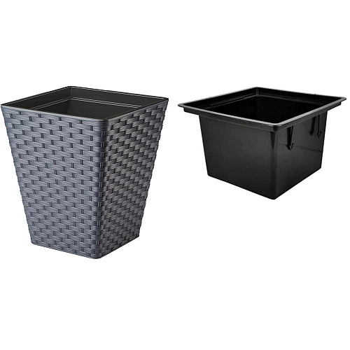 Горшок для цветов Rattana kwadro-30 антрацит Form-Plastic