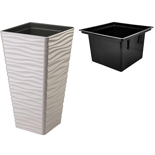 Горшок для цветов Sahara slim kwadro-40 серый Form-Plastic