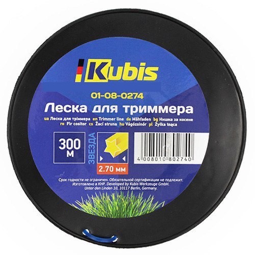 Леска для триммера 2.7 мм 300 м звезда бухта Kubis 01-08-0274