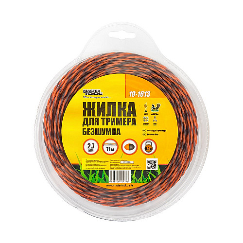 Леска для триммера безшумна SPIRAL 2.70 мм 71 м (блістер) двоколірна MASTERTOOL