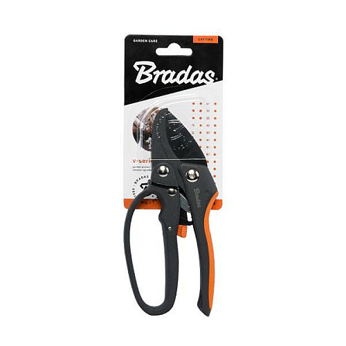 Секатор с наковальней для обрезки веток храповой механиз сталь SK5 V-SERIES Bradas
