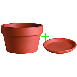 Горщик з піддоном DEROMA меццо-сопрано h14*d21*v1,7 терракота (000006643)