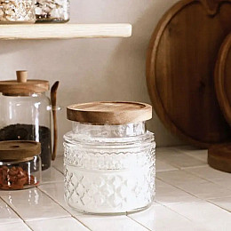 Емкість скляна SNT з дерев'яною кришкою 500 мл Прозорий 32258