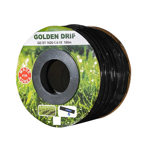 Капельная лента эмиттерная для полива парников GOLDEN DRIP 100 м Черный