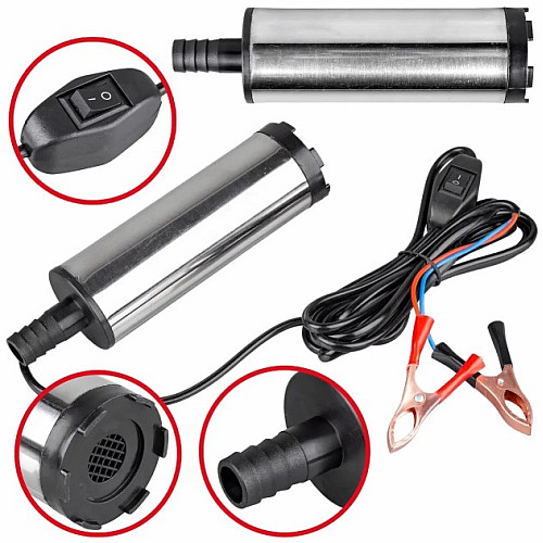 Насос электрический погружной для перекачки топлива дизеля No Brand помпа 12 V 14.7x3.8 см Серо-черный (2104618545)