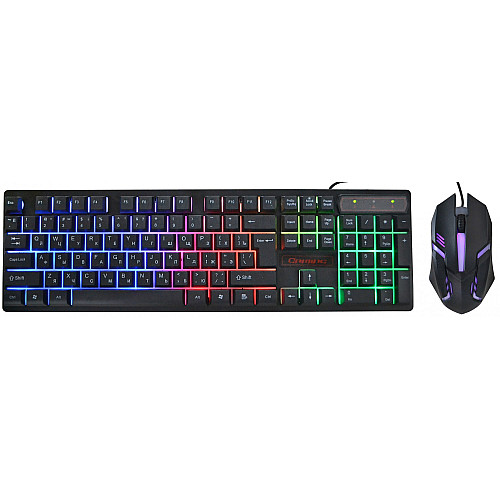 Ігрова клавіатура KeyBoard HK-6300TZ та мишка з RGB підсвіткою Black