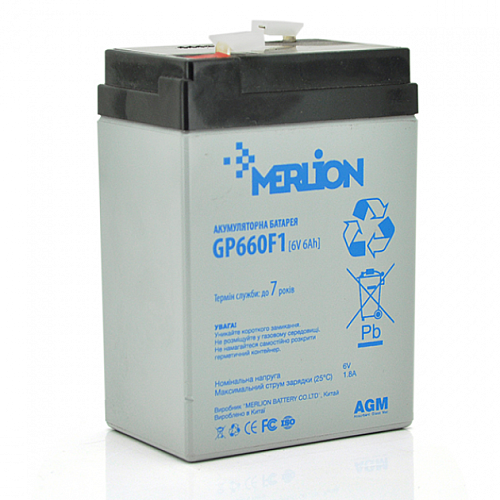 Акумуляторна батарея Merlion AGM GP660F1 6V 6Ah