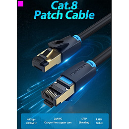 Патч-корд Vention CAT 8 SFTP Ethernet 0.5 м Чорний IKABD