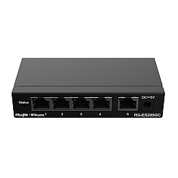 Коммутатор Ruijie Reyee RG-ES205GC (4xGE, 1xGE Uplink, CCTV, Cloud Managed, L2, настольный, бесшумный, металл)