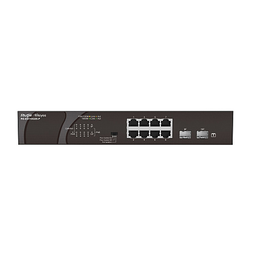 Комутатор Ruijie Reyee RG-ES110GDS-P (8xGE PoE, 2xSFP uplink, настільний, безшумний, max PoE 120W)