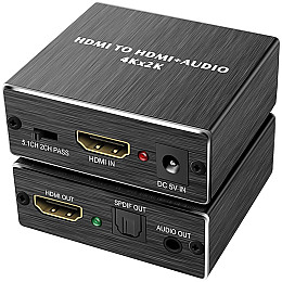 Цифровой HDMI аудио экстрактор Addap HAE-02 HDMI-SPDIF/Toslink и 3,5 мм miniJack 4K Черный (0295)