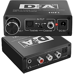 Конвертер звукового сигнала Addap DAC-02 з Toslink SPDIF та коаксіального на RCA + mini Jack + SPDIF + коаксіал