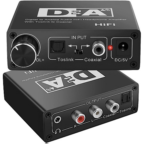 Конвертер звукового сигнала Addap DAC-02 з Toslink SPDIF та коаксіального на RCA + mini Jack + SPDIF + коаксіал