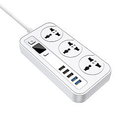 Сетевий фільтр-удлинитель Aspor A503 Auto Max (5USB/3.4A/2м) - білий
