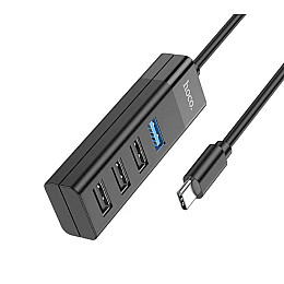 USB хаб Hoco HB25 на 4 USB порти Type-C to USB чорний до 1Tb