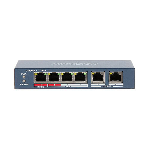Неуправляємий PoE комутатор Hikvision DS-3E0106HP-E