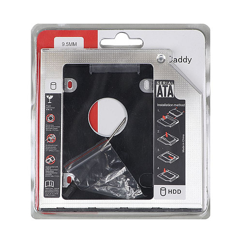 Карман-переходник Optibay 9.5 мм 2.5" SSD/HDD SATA 3.0 DVD Чорний (32510_2917963)