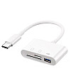 Адаптер Type-C кардрідер USB TF CF SD Charge Білий