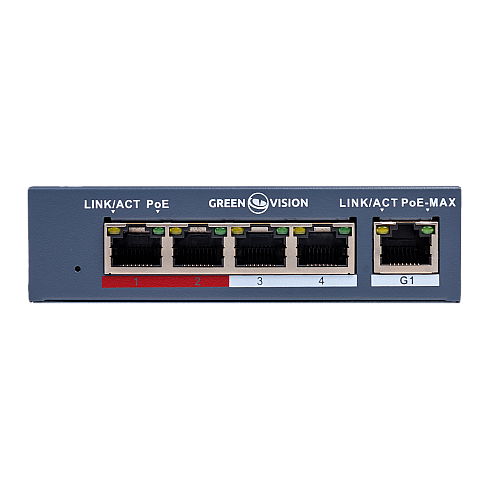 Комутатор мережевий POE GreenVision GV-017-AI-4 1P