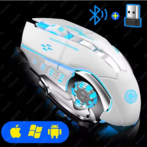 Безпровідна ігрова мишка TWS T2 RGB підсвітка USB Charge Bluetooth безшумна з вбудованим акумулятором Білий