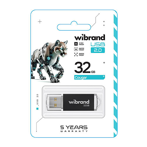 Флеш пам'ять USB Wibrand 32 GB Cougar USB 2.0 Чорна (36710_3608930)