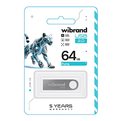 Флеш пам'ять USB Wibrand 64 GB Puma USB 2.0 Silver (36915_3609517)