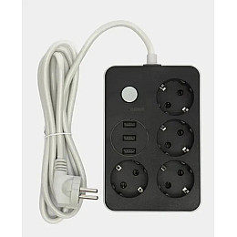 Удлинитель No Brand USB Power Socket 8204 3USB 2 м Чорний 021264