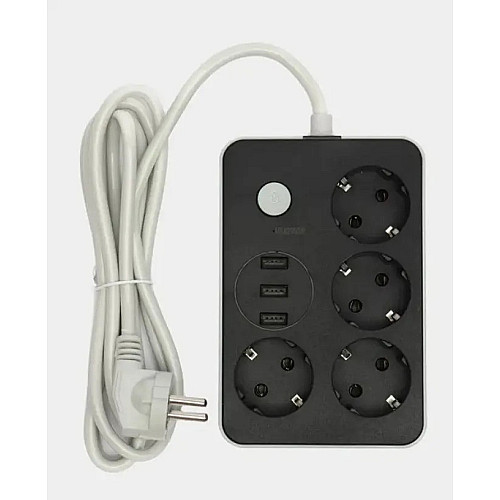 Удлинитель No Brand USB Power Socket 8204 3USB 2 м Чорний 021264