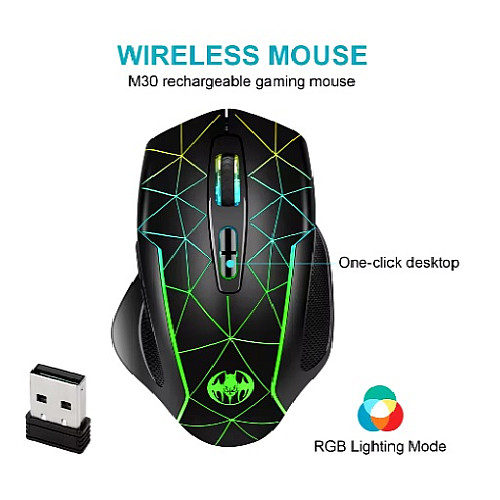Мышь беспроводная игровая GM GM30 RGB с аккумулятором и подсветкой Черный (SH0000312)