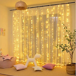 Гирлянда новогодняя Водопад Xmas 7273 WW-3, 3x2 м, 360 LED-ламп, коннектор, желтый свет