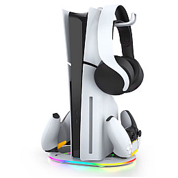 Зарядка-держатель для джойстика PS5 Slim iPega PlayStation 5 PS5 Slim DualSense на 2 геймпада Білий ( hub_pwgl58 )