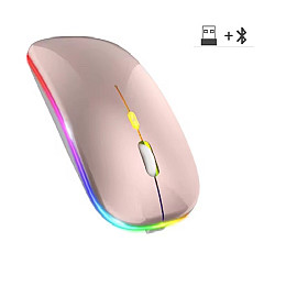 Мышка компьютерная Macarone бесшумная  перезаряжаемая Bluetooth USB Розовый (SH0000318)