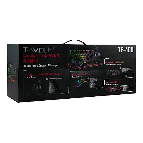 Ігровий комплект провідний T-Wolf TF-400 Gaming Combo Kit 4в1 USB 2.0 RGB Black (35859_3605430)