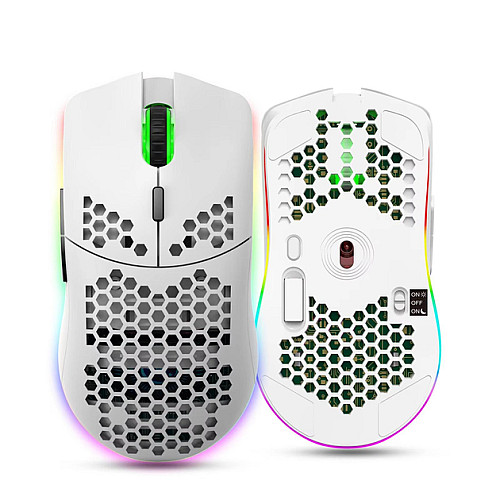 Мышь беспроводная HYSJ Т66 с аккумулятором и подсветкой 2,4G White