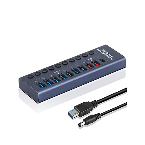 Концентратор Digital 10 Port USB 3.0 з PD високошвидкісний з адаптером (HUB985)