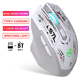 Мышь беспроводная HYSJ Т38 с аккумулятором и подсветкой 2,4G Bluetooth White