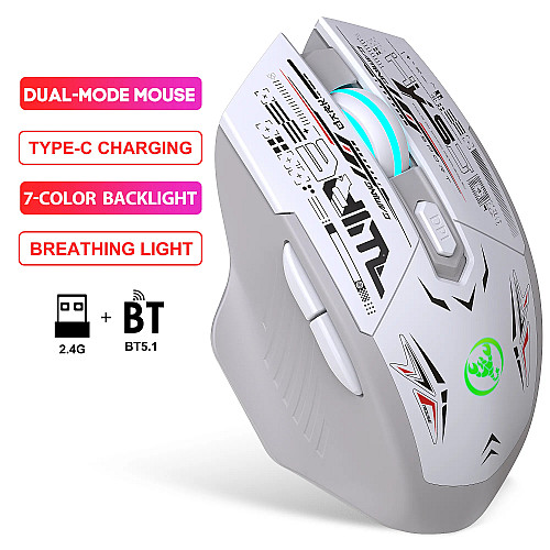 Мышь беспроводная HYSJ Т38 с аккумулятором и подсветкой 2,4G Bluetooth White