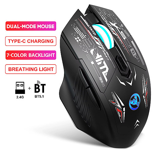 Мышь беспроводная HYSJ Т38 с аккумулятором и подсветкой 2,4G Bluetooth Black