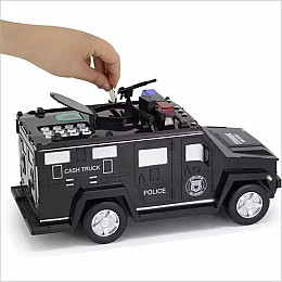 Машинка детский сейф с кодом и отпечатком пальца Cash Truck 6688-19A полицейская машинка грузовик Черный