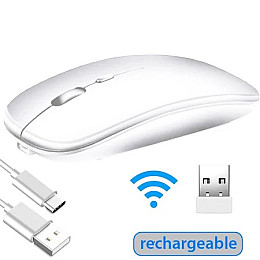 Мышка компьютерная Macarone Bluetooth USB бесшумная перезаряжаемая Белый (SH0000316)