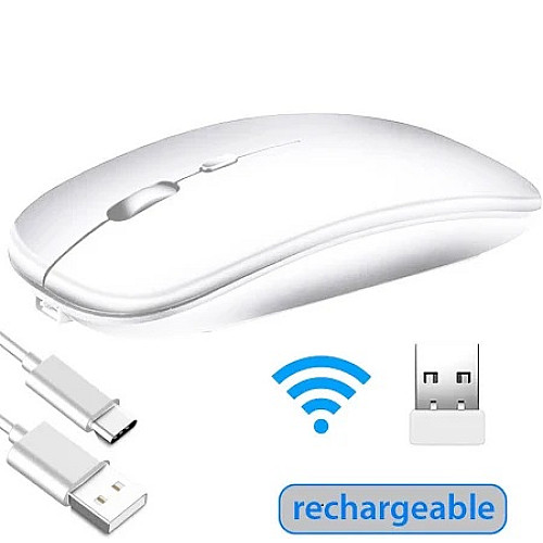 Мишка комп'ютерна Macarone Bluetooth USB безшумна перезаряджувана Білий (SH0000316)
