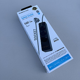 Сетевий подовжувач Borofone BAC8 16643 на 3 розетки 3 USB-А і 1 USB-C порт 3 м Чорний (23753)