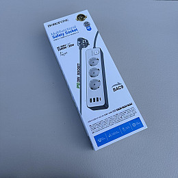 Сетевий подовжувач Borofone BAC9 16650 на 3 розетки 3 USB-А і 1 USB-C порт 2 м Білий (23757)