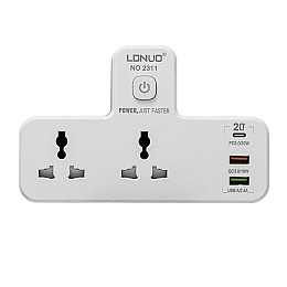 Сетевой фильтр переходник LDNIO SC2311 функция быстрой зарядки с ночником с USB на 2 розетки 20 W Белый (2104618548)
