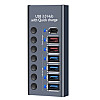 Концентратор Digital 7 Port USB 3.0 PD Сірий (HUB985D)