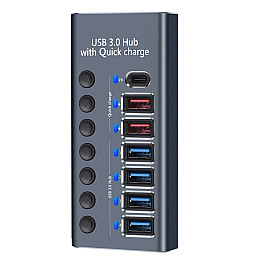 Концентратор Digital 7 Port USB 3.0 PD Сірий (HUB985D)