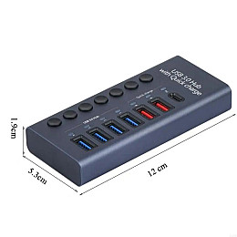 Концентратор Digital 7 Port USB 3.0 PD Сірий (HUB985D)