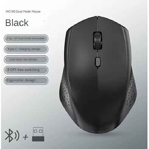 Беспроводная мышь Ugreen 2,4 ГГц Bluetooth 5.2 1600 DPI Black (SH0000333)