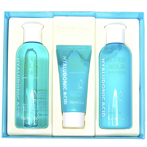 Набор для ухода за кожей на основе гиалуроновой кислоты Farmstay Hyaluronic Acid Super Aqua Skin Care 3 Set (8809426959457)